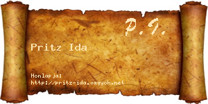 Pritz Ida névjegykártya